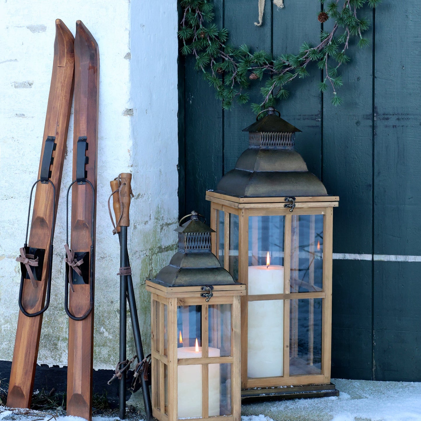 Vintage Skis With Poles