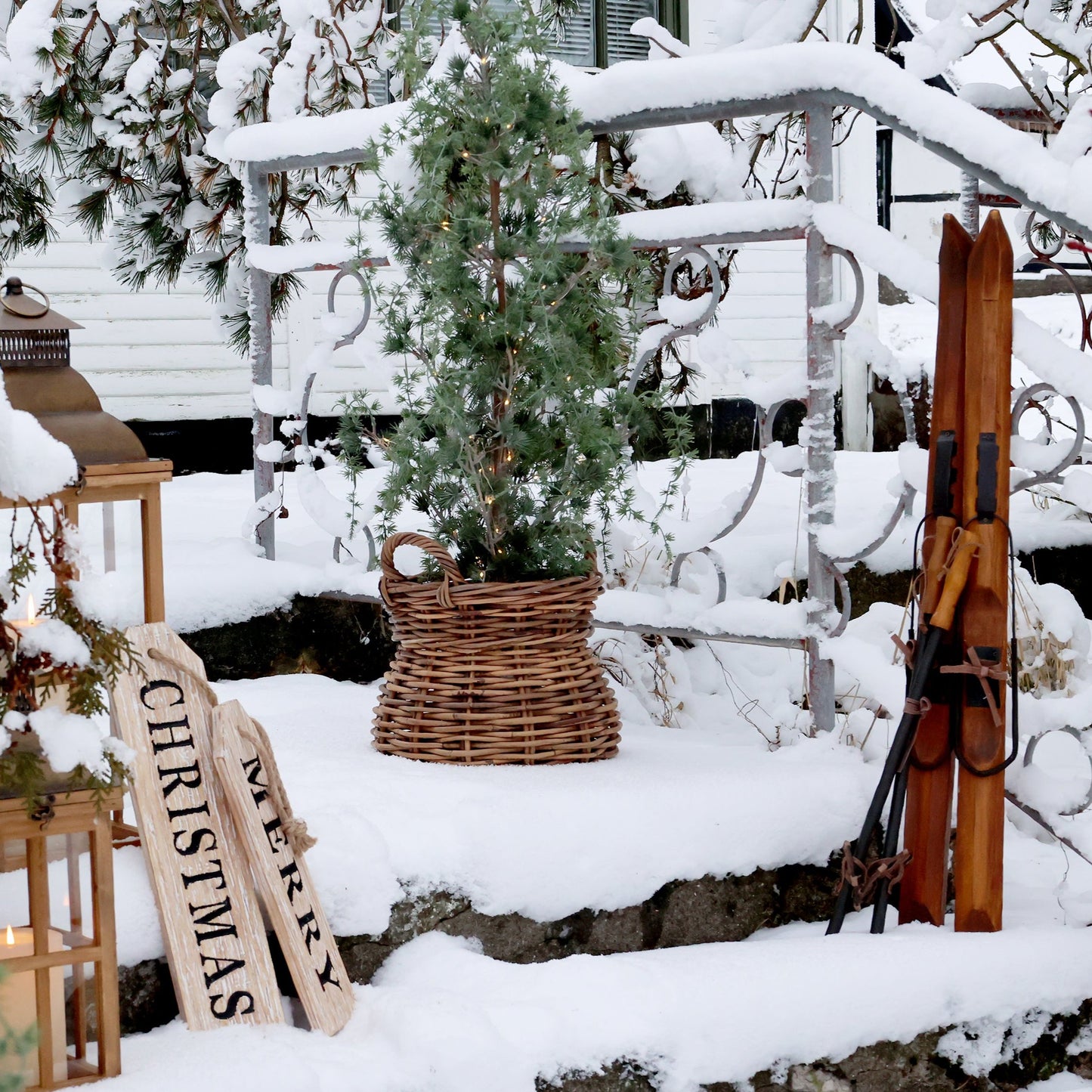 Vintage Skis With Poles