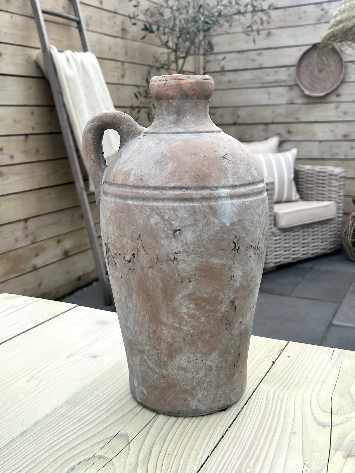 Vintage Terracotta Olive Bottle