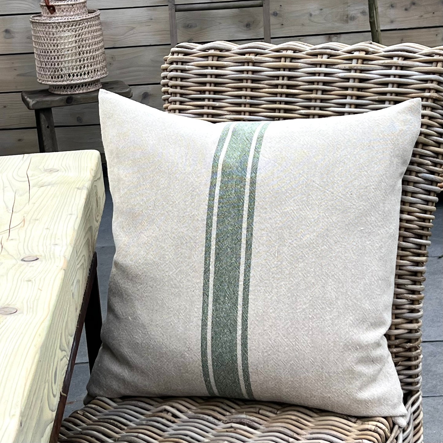 Vintage Linen Olive Stripe Cushions