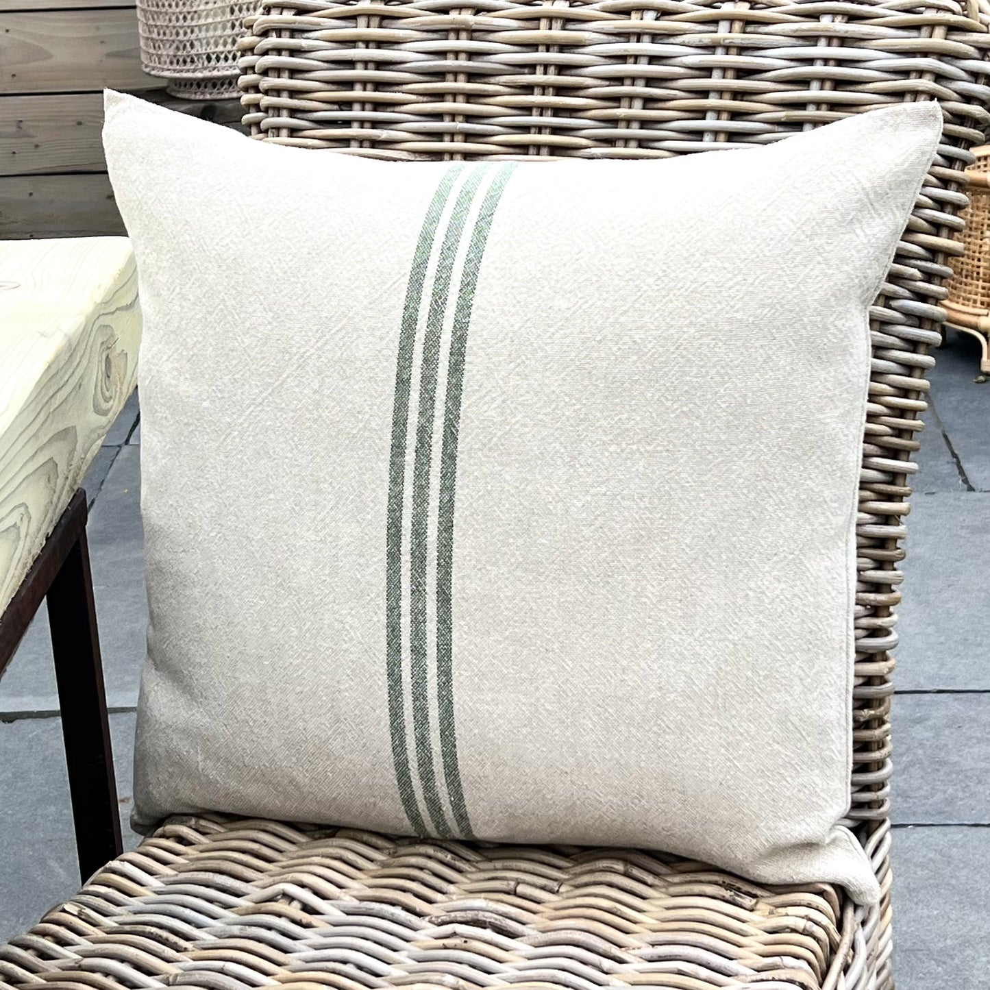 Vintage Linen Olive Stripe Cushions