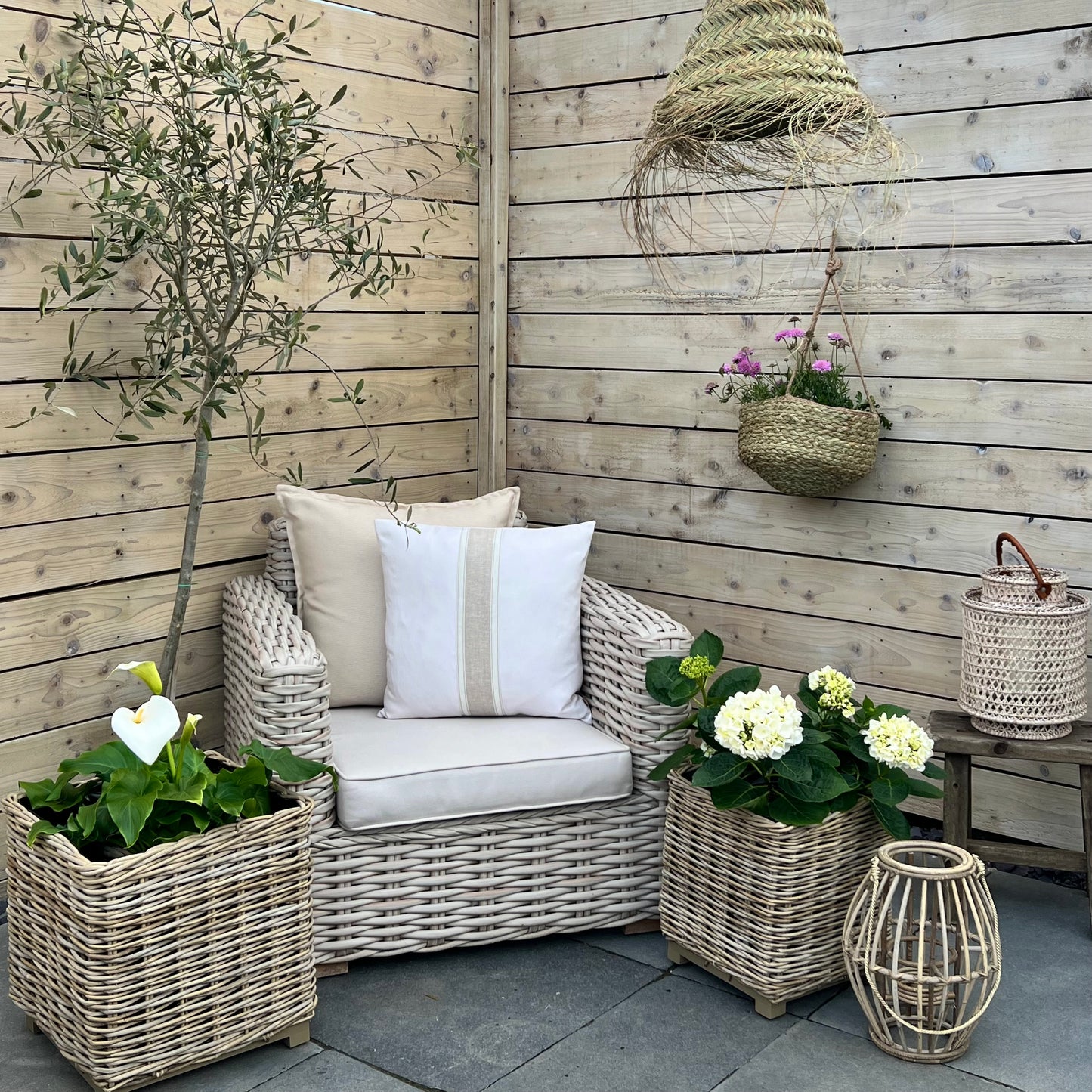 Outdoor Grain Sack Stripe Cushions