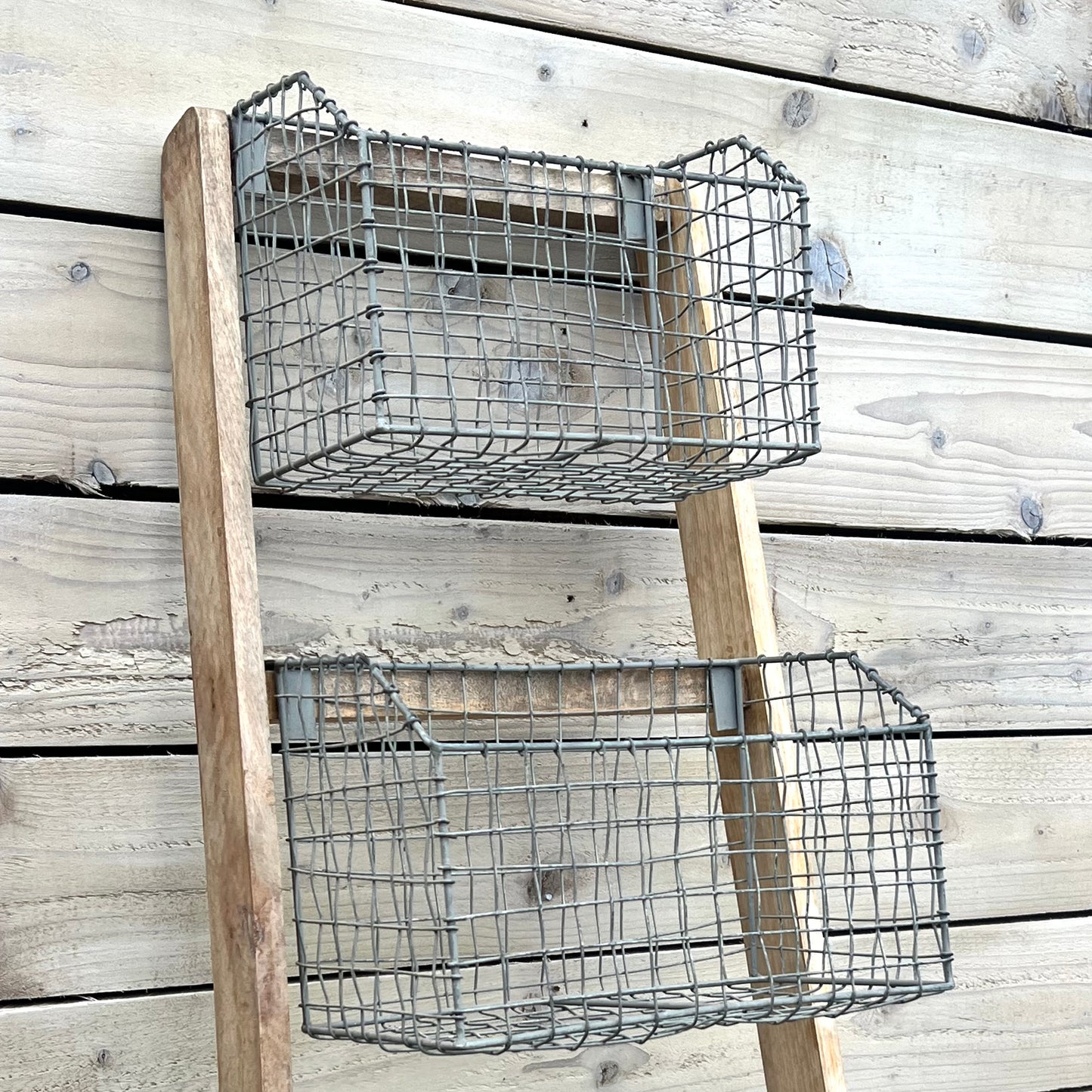 Display Ladder With Wire Baskets