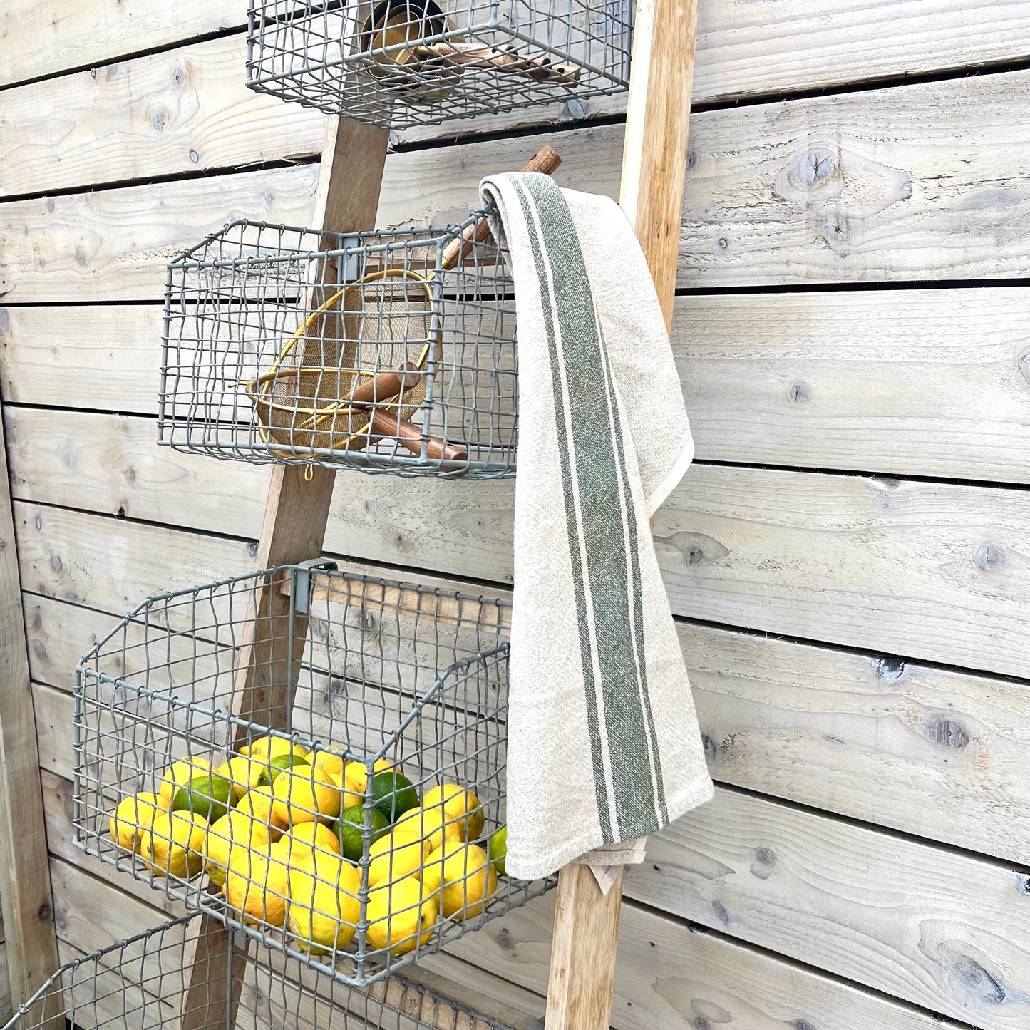 Display Ladder With Wire Baskets