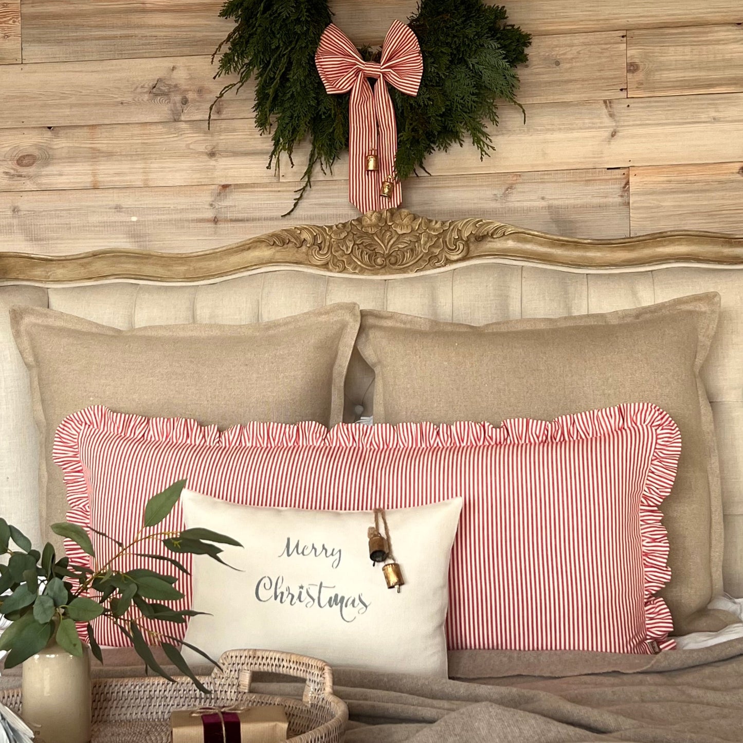 White Linara Merry Christmas Cushion