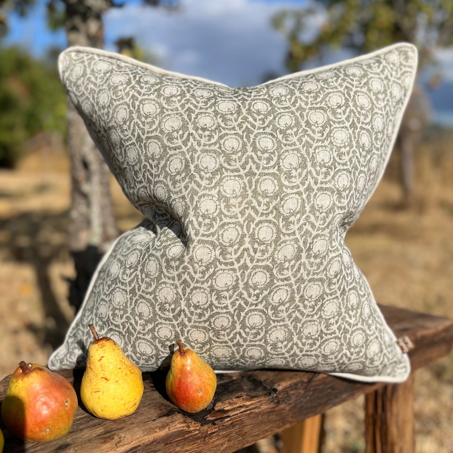 Peony and Sage Indira Pipped Cushion