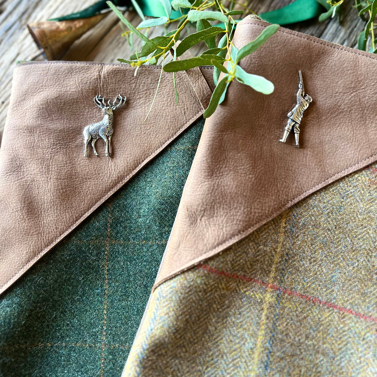 Tweed and Leather Christmas Stocking