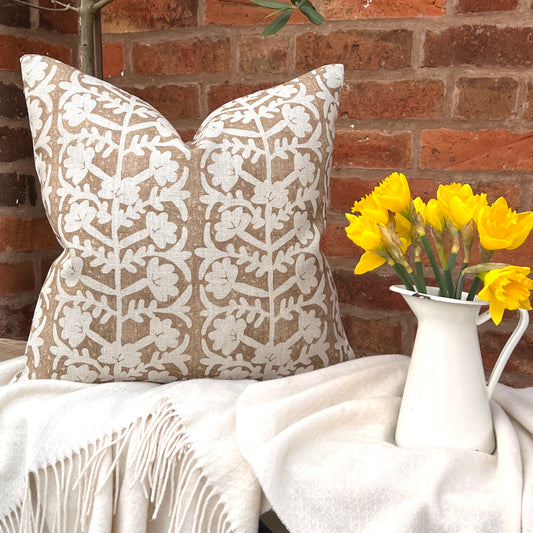 Peony and Sage Antibes Linen Cushion