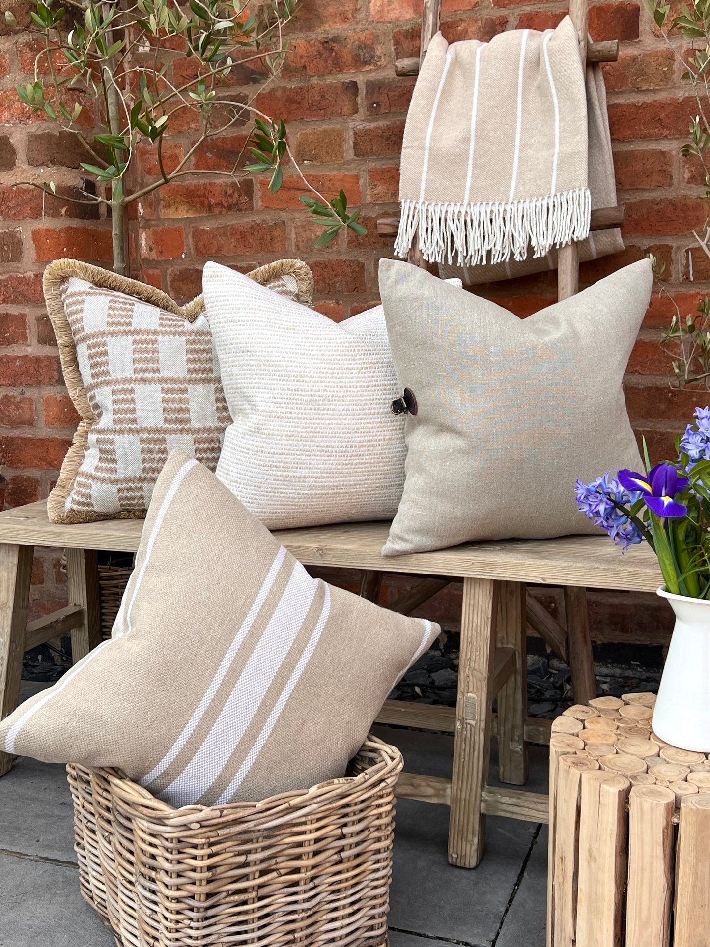 Rustic White Stripe Cushion