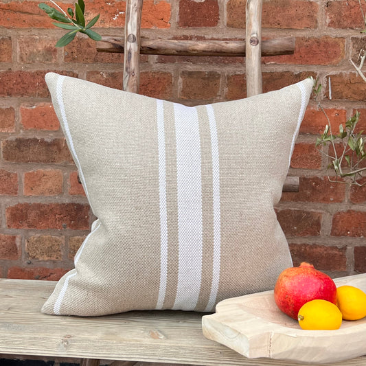 Rustic White Stripe Cushion
