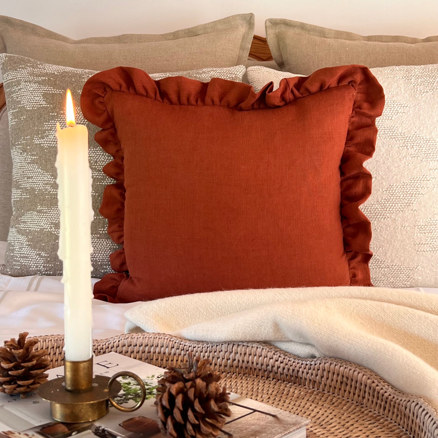 Linen Ruffle Cushion