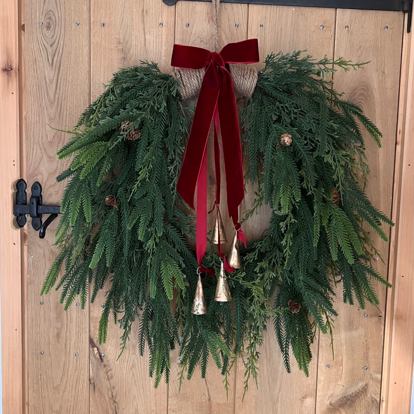 Faux Real Touch Cedar & Pine Jute Wreath