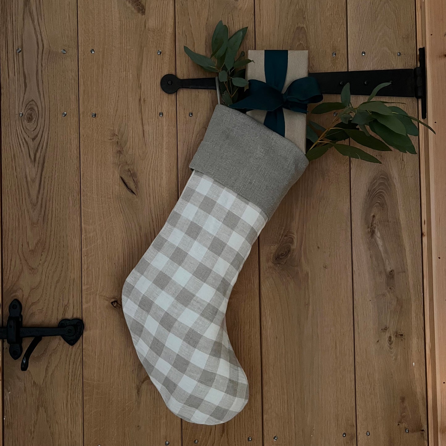 Cuffed Gingham Christmas Stocking