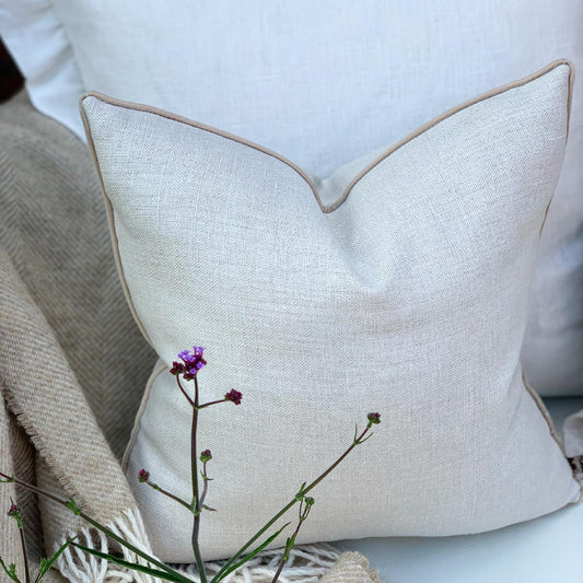 Peony and Sage Linen Piped Edge Cushion