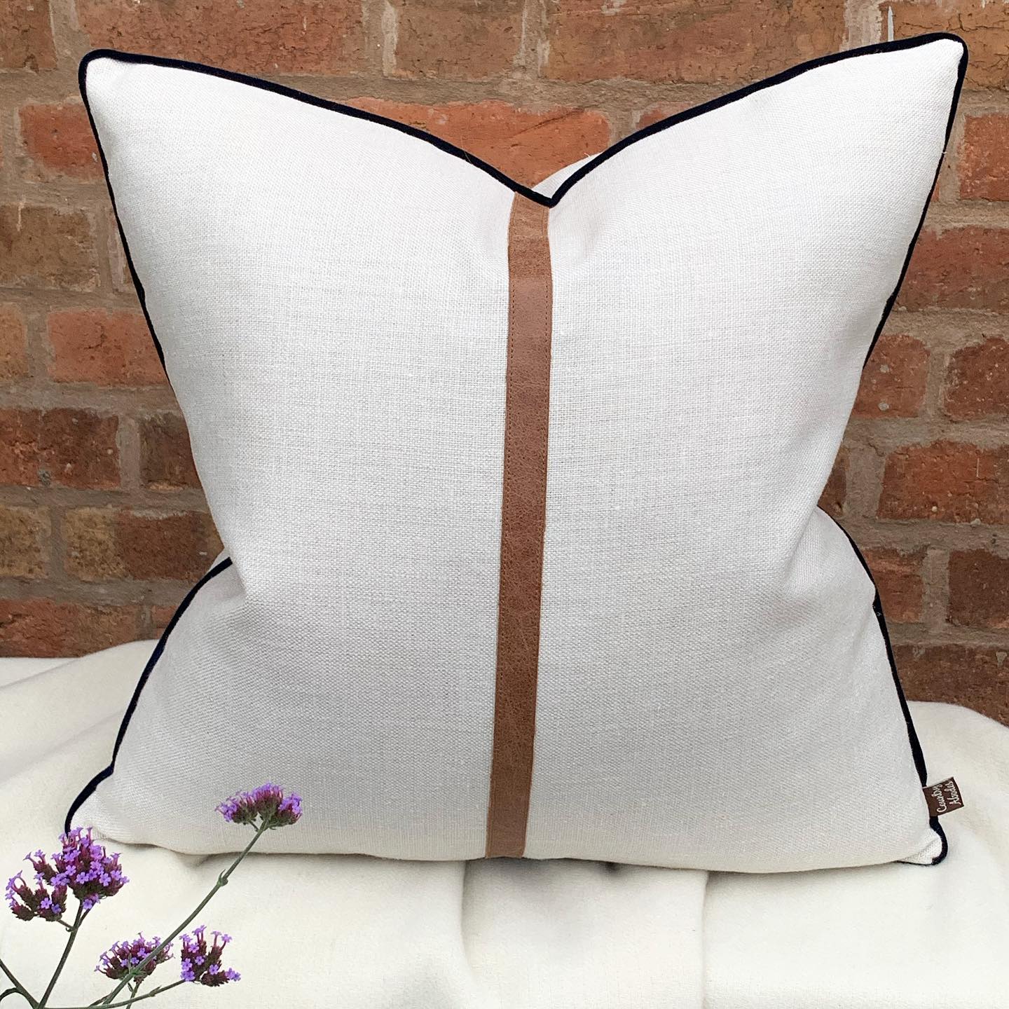 Peony and Sage Grain Sack Linen Cushion