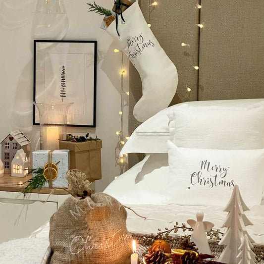 White Linara Merry Christmas Stocking