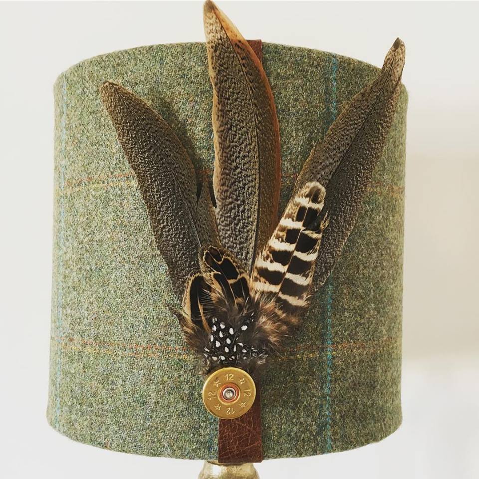 Tweed Feather Lampshade