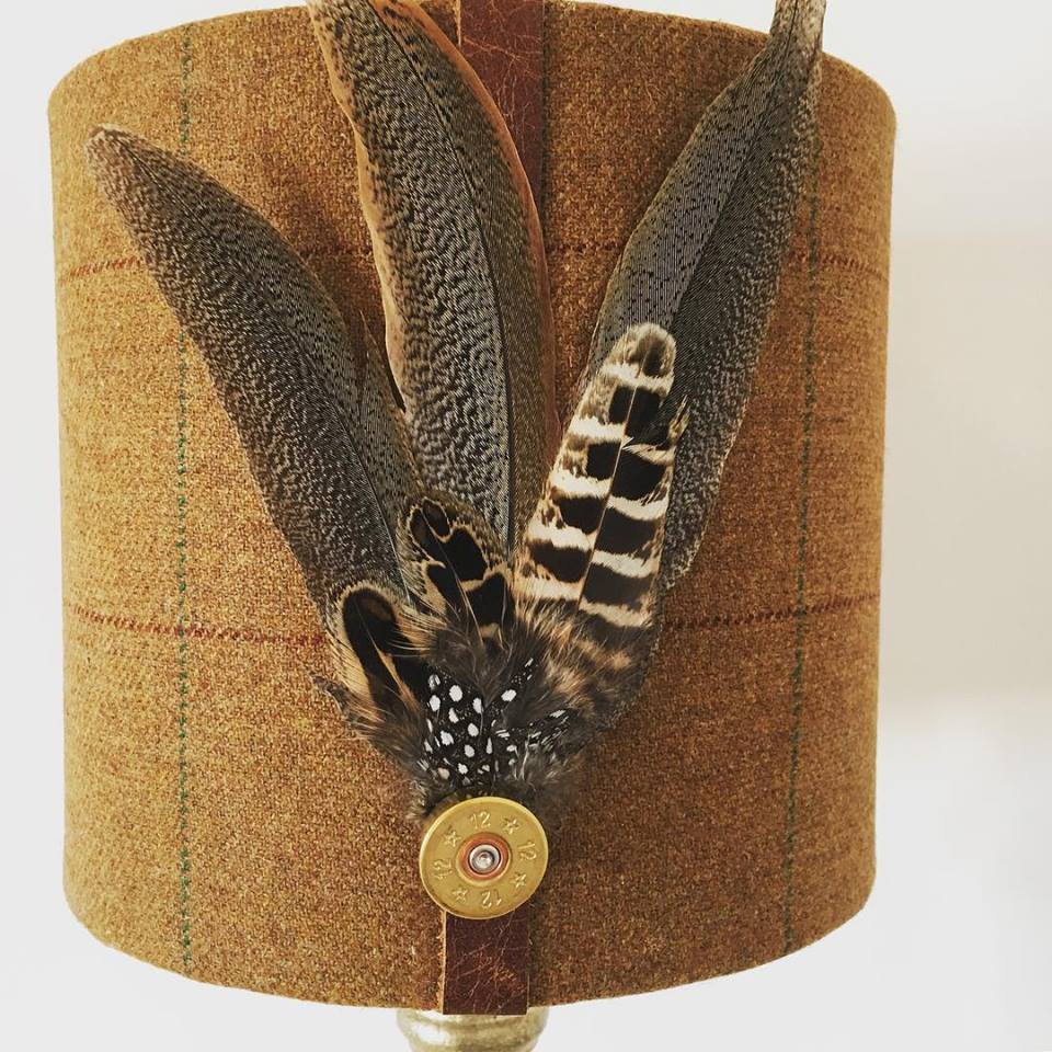 Tweed Feather Lampshade