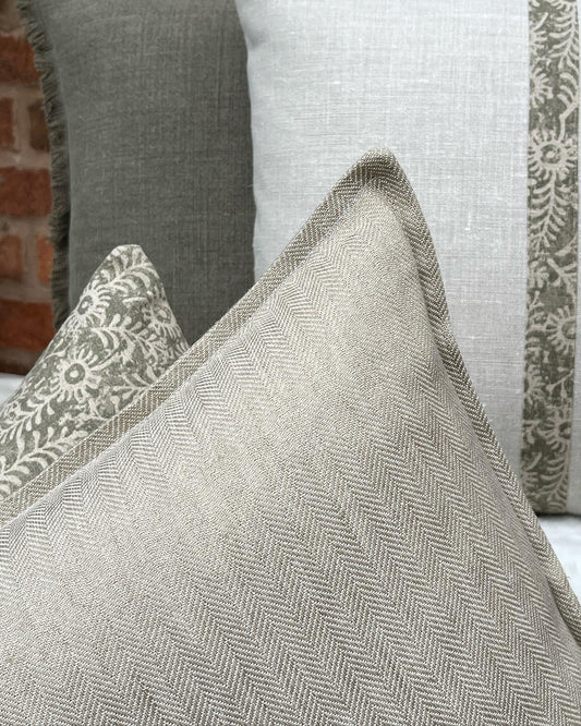 Herringbone Linen Oxford Edge Cushion