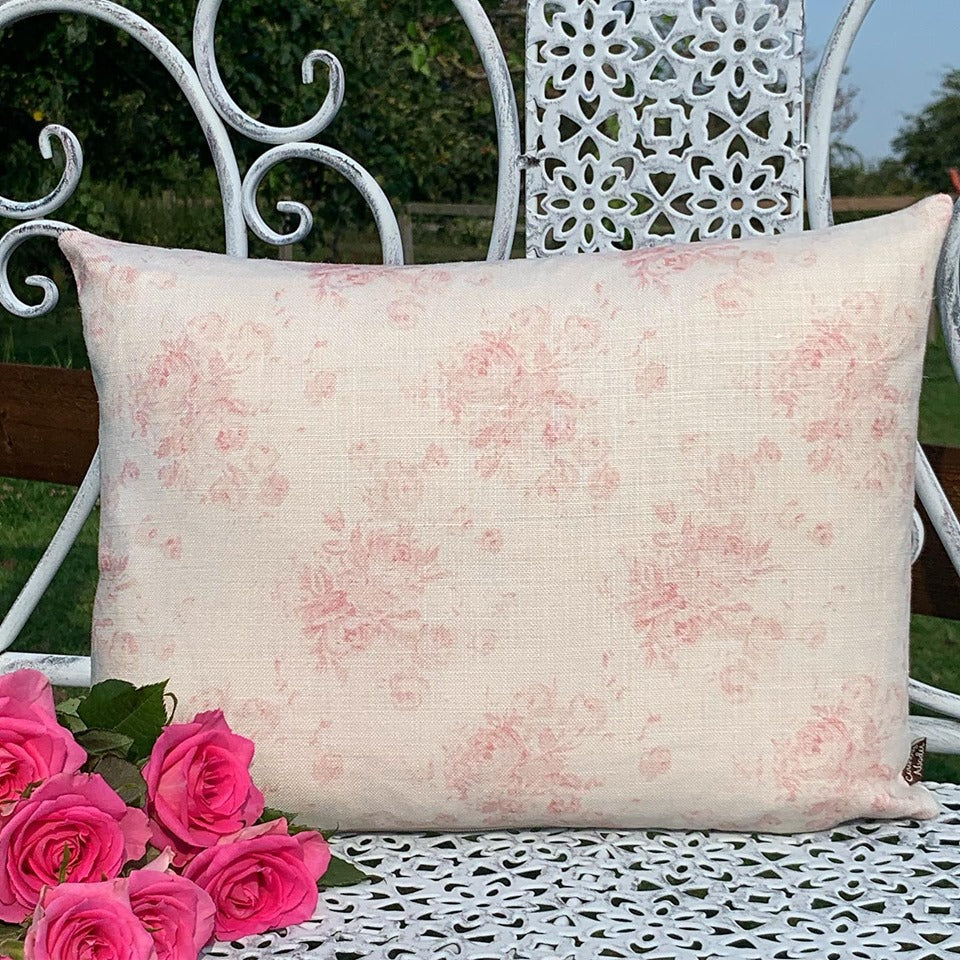 Pink floral cushion best sale