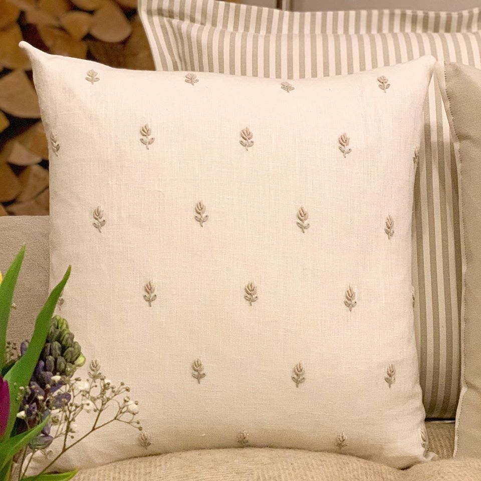 Pretty Peony and Sage Embroidered Sprig