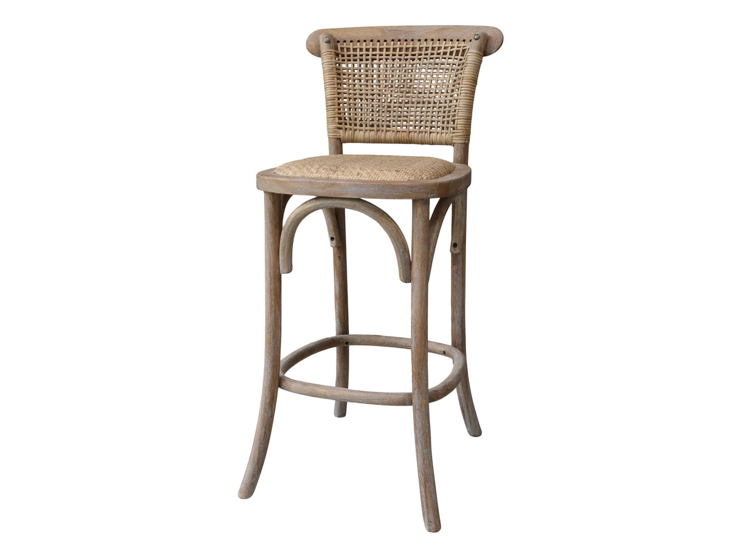 Natural Wooden, Wicker Back Stool