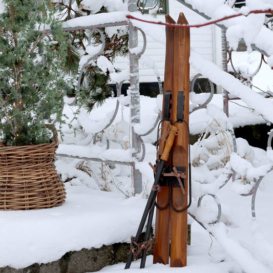 Vintage Skis With Poles