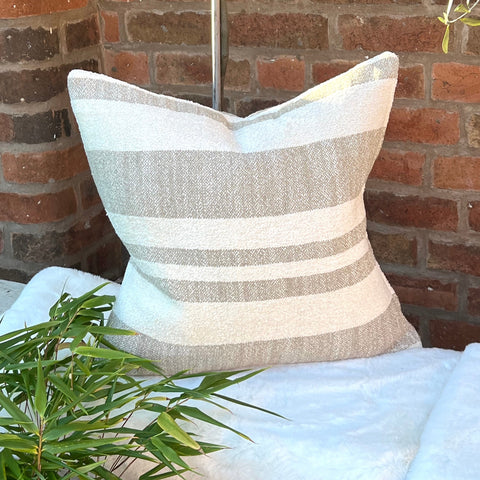 Textured Beige Stripe Cushion