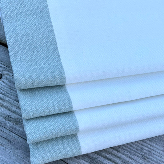 Roman Blind - Linara White with Linara Aqua Stripes