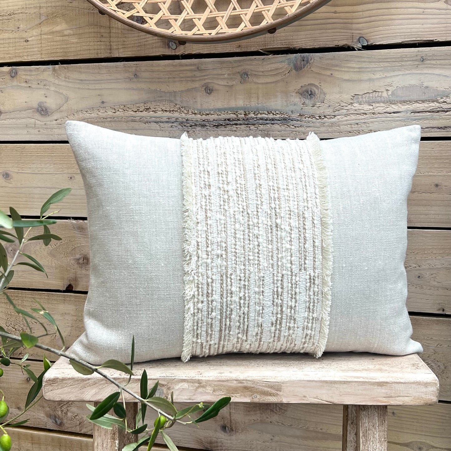 Oblong Clayton Ivory Stripe Cushion