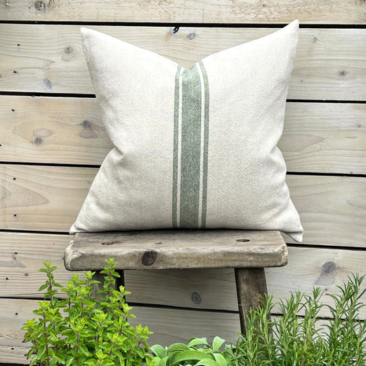 Vintage Linen Olive Stripe Cushions