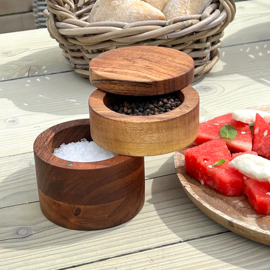 Wooden Salt and Pepper Pinch Pot