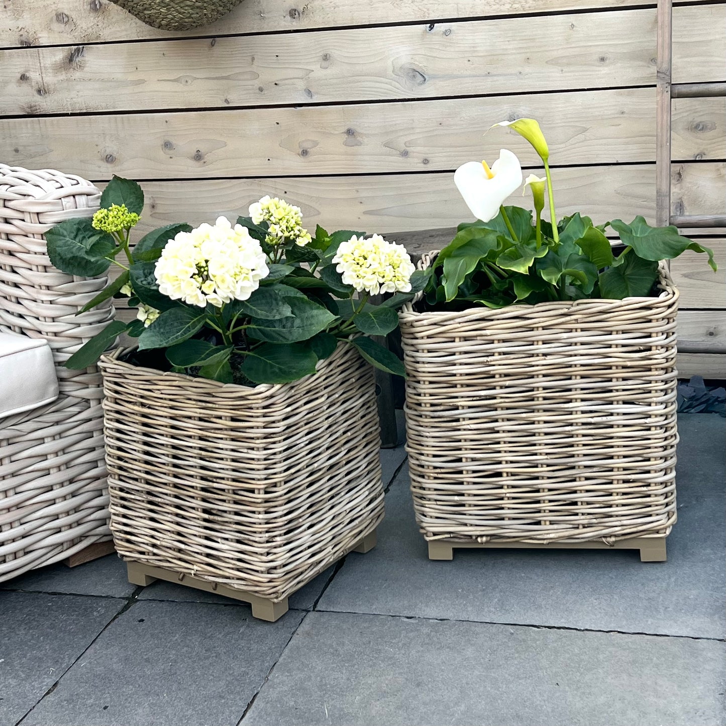 Square Wicker Planters with Water Proof Liner