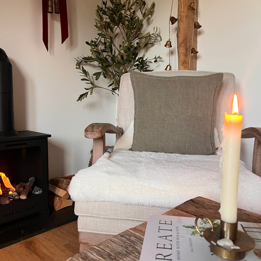 Neptune Chloe Moss Linen Fabric Oxford Cushion