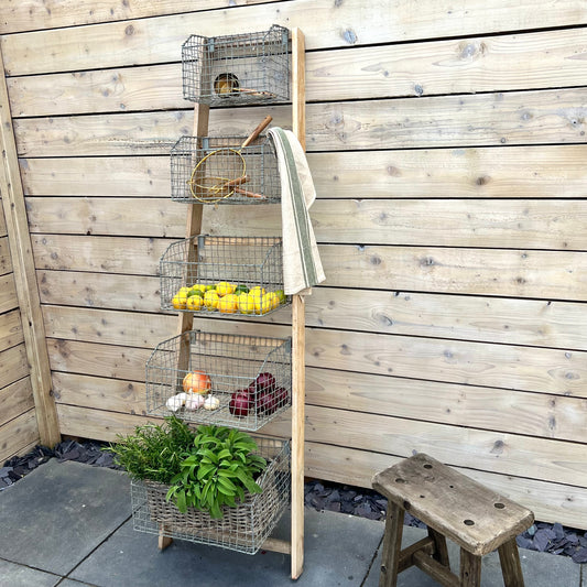 Display Ladder With Wire Baskets
