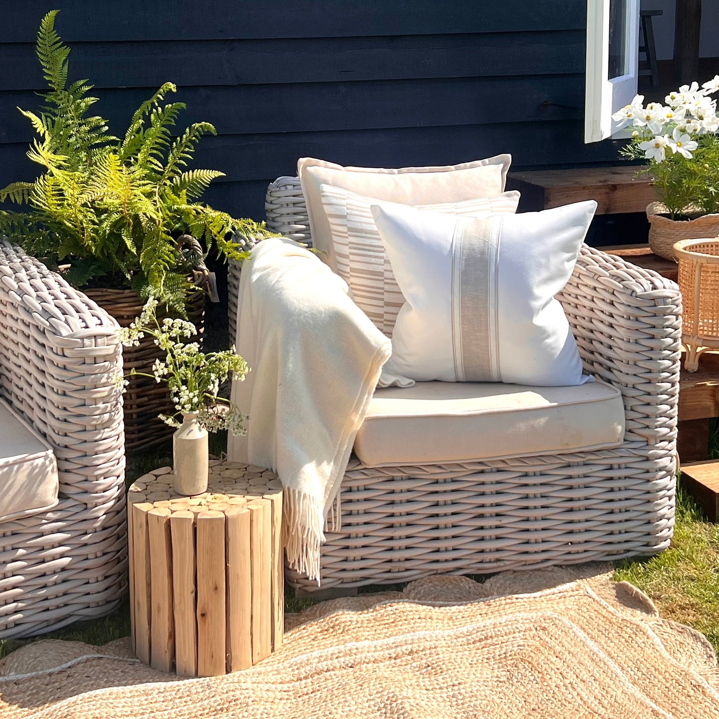 Outdoor Grain Sack Stripe Cushions