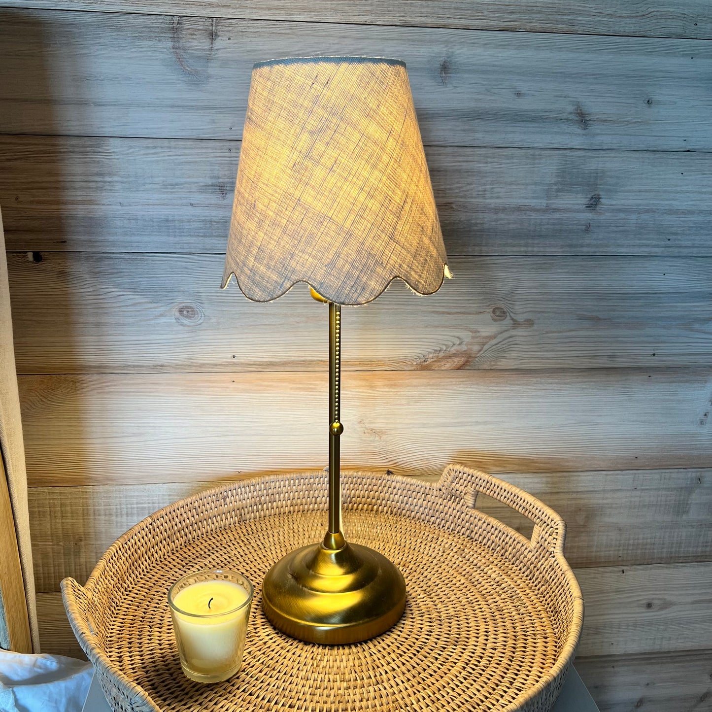 Scalloped Grain Sack Lampshade