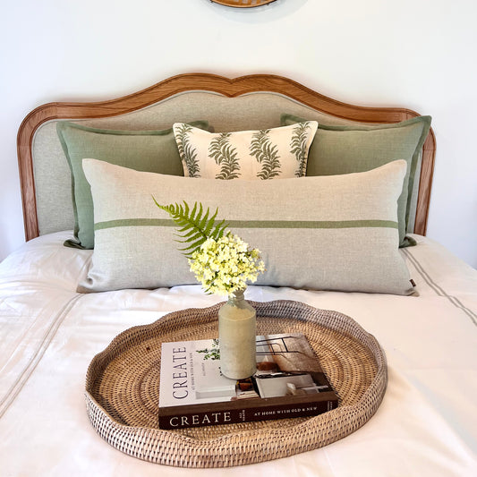 Peony and Sage Capri Basil Stripe Bolster Cushion