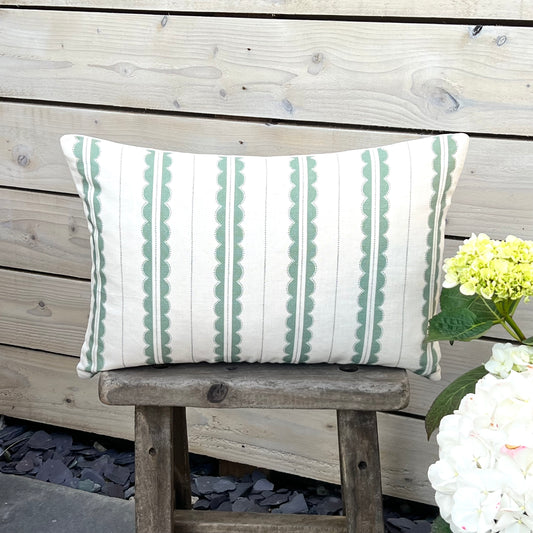 Peony and Sage Scalloped Fabric Cushions