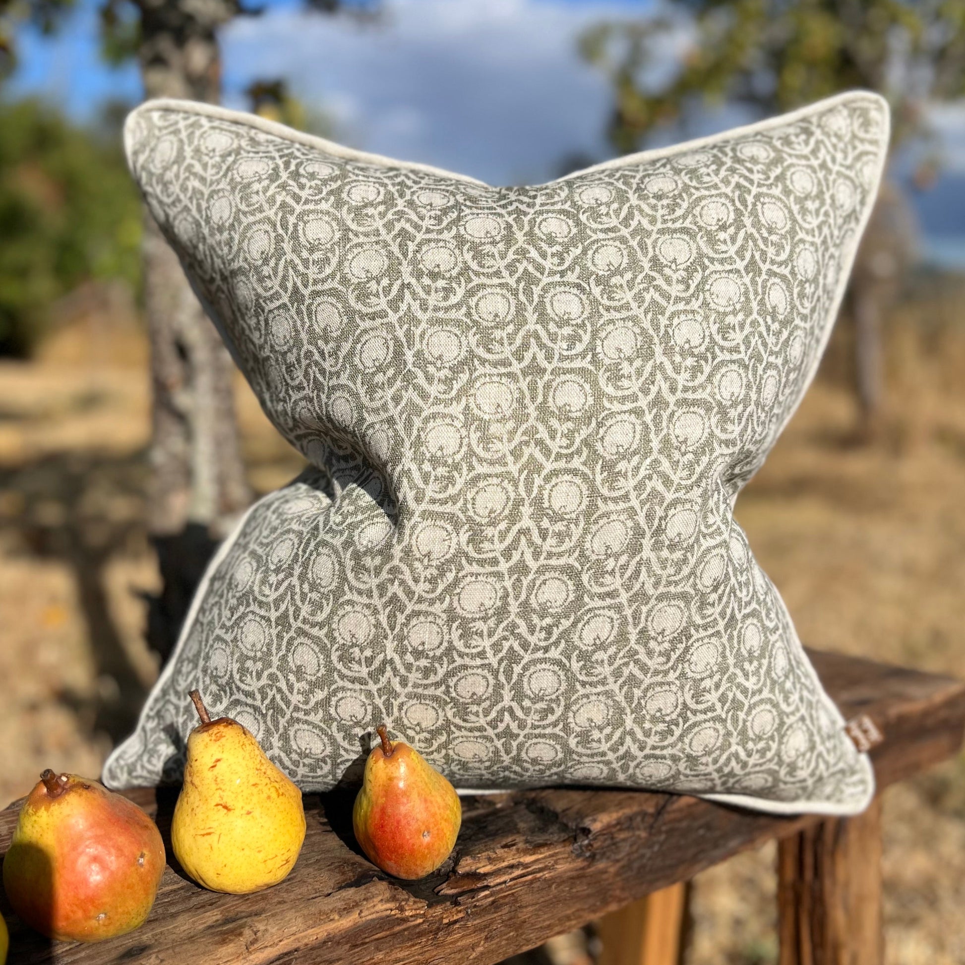 Peony and Sage Indira Pipped Cushion