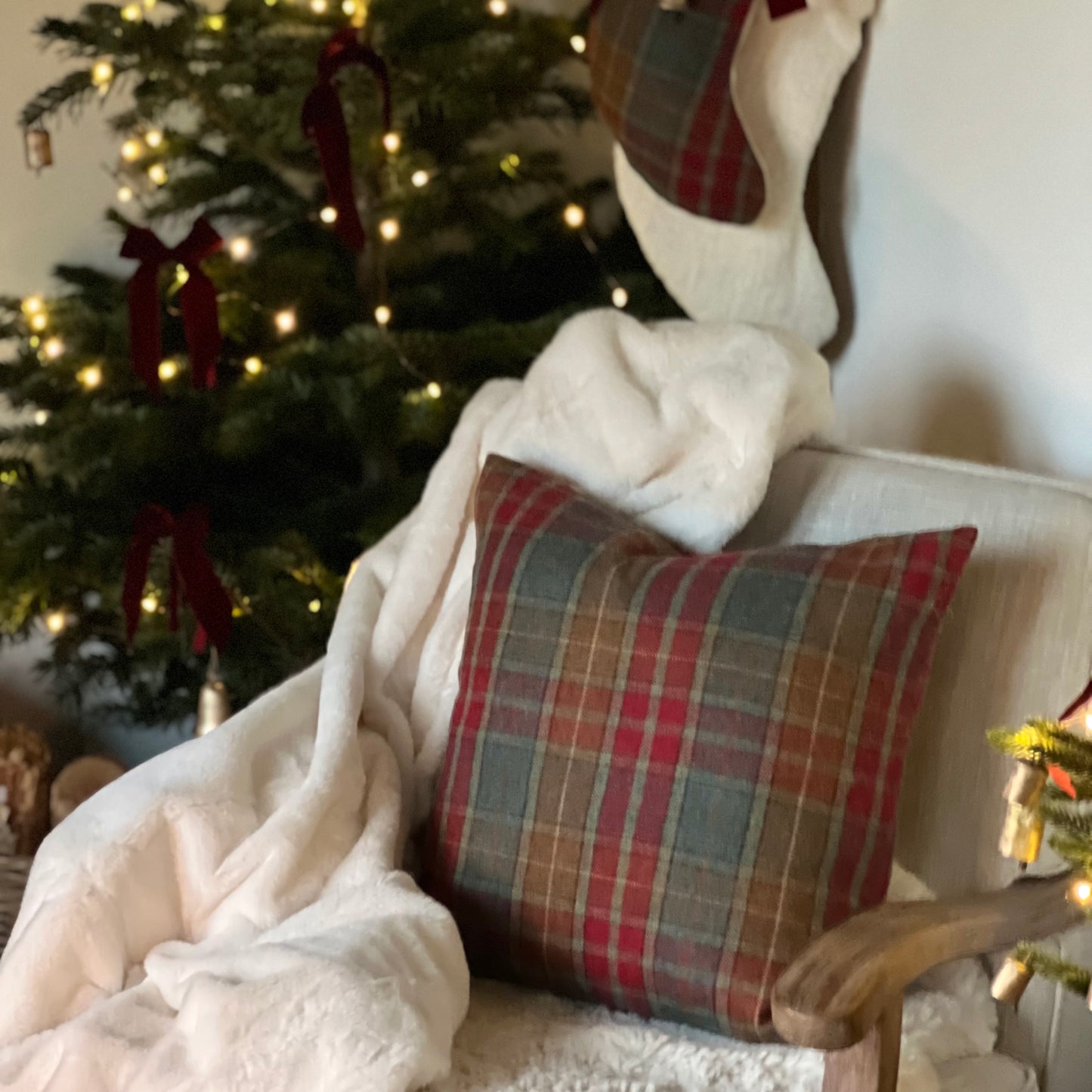 Red Check Tweed Cushion