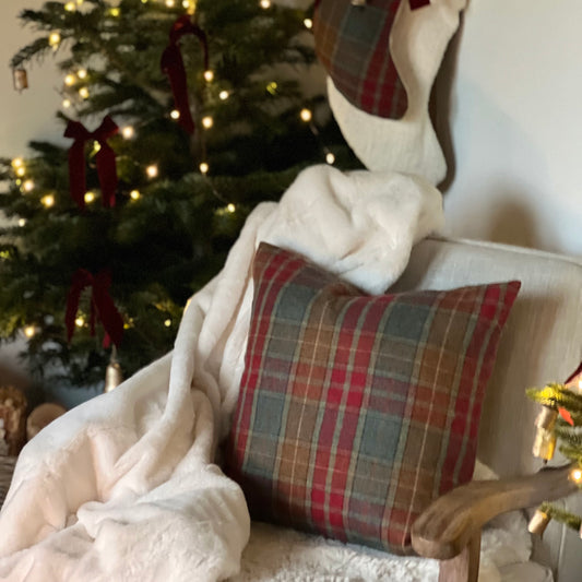 Red Check Tweed Cushion