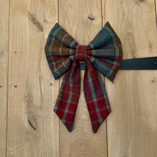 Red Check Tweed Bow