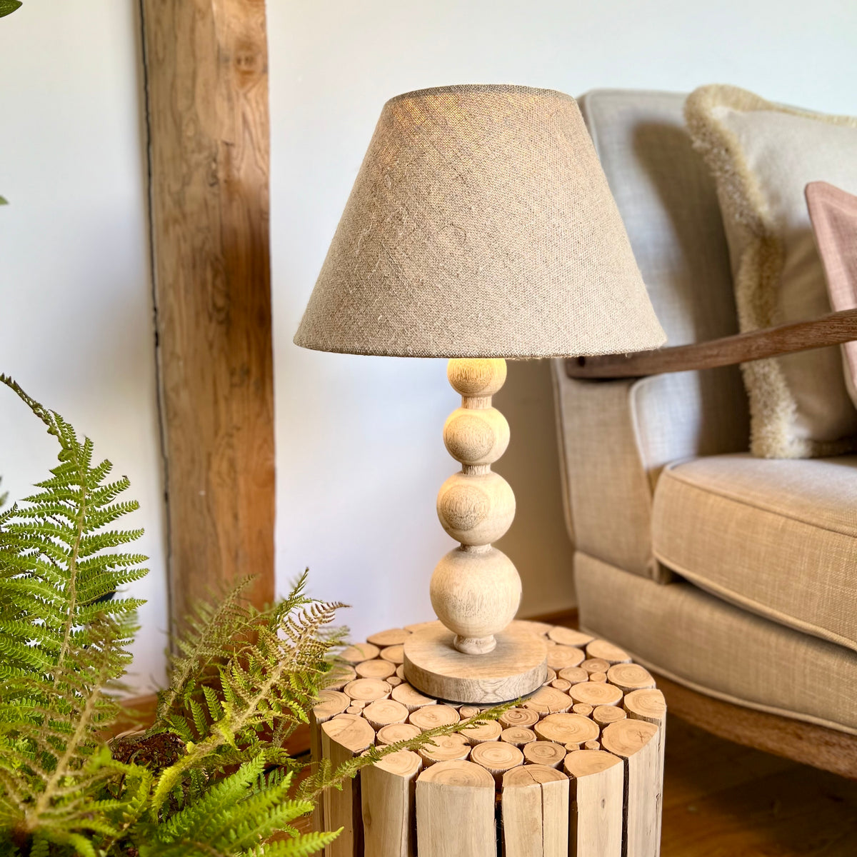 Wooden Carved Bobble Lamp Base
