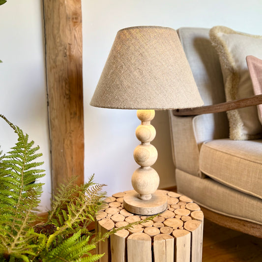 Wooden Carved Bobble Lamp Base