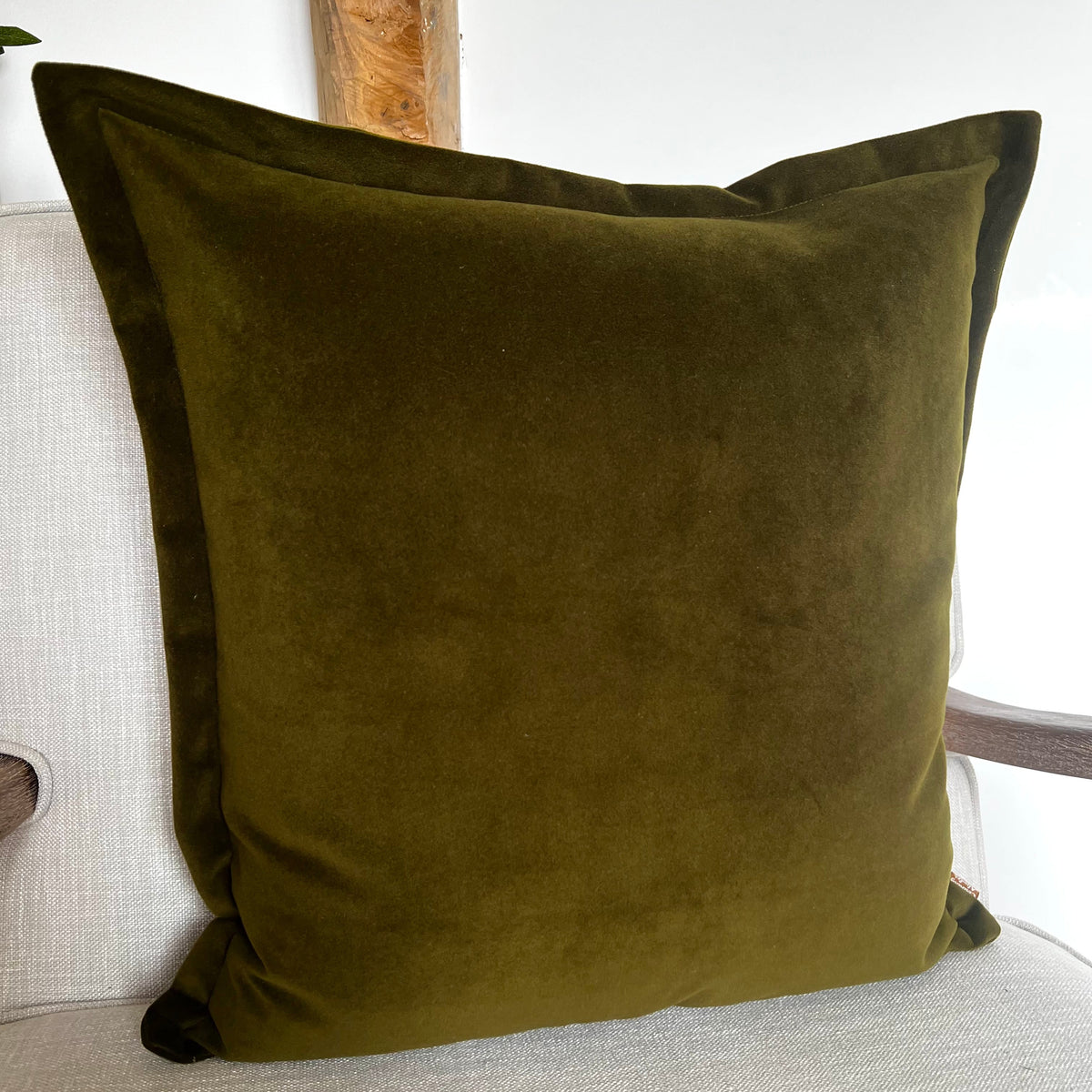 Green velvet cushion