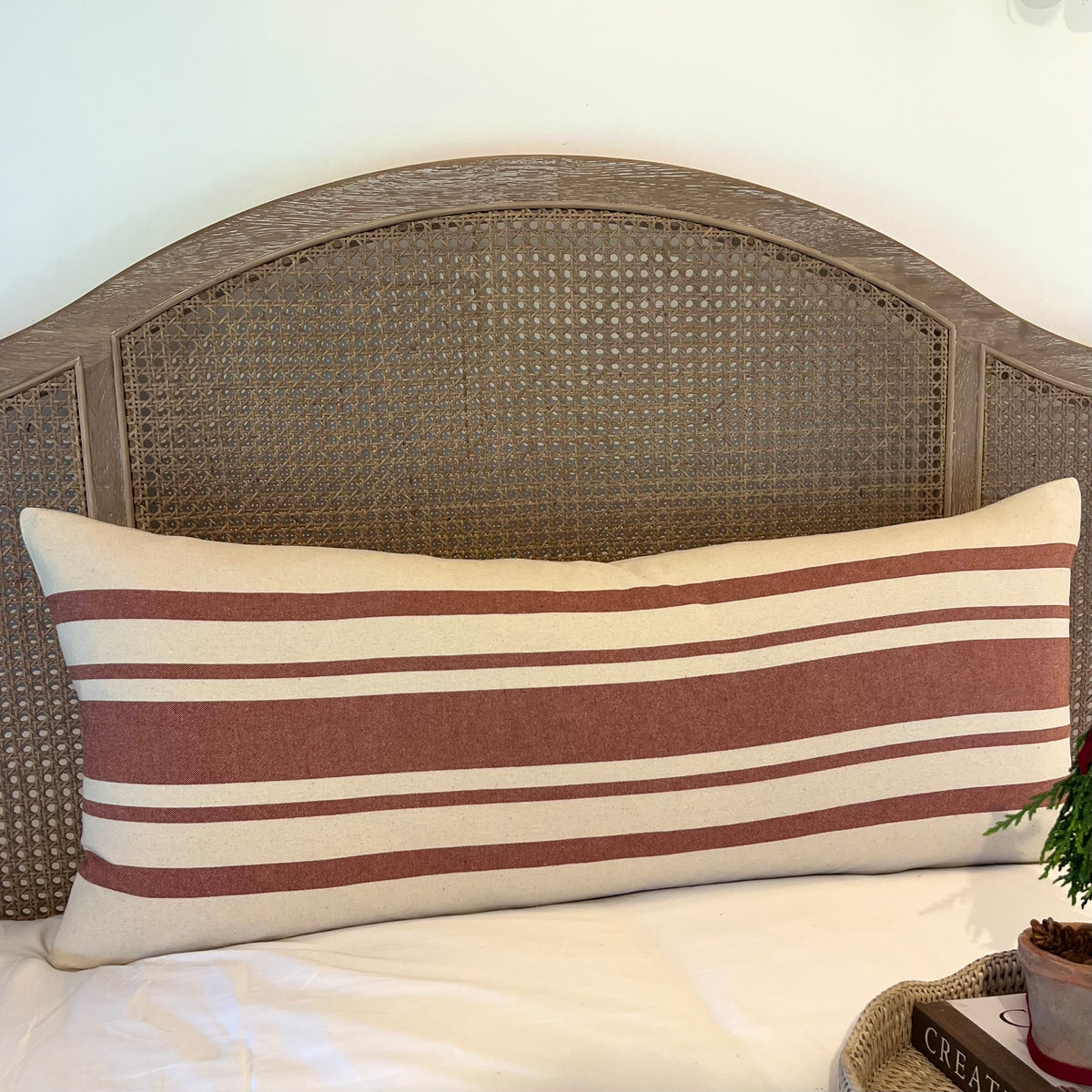 Vintage Red Stripe Bolster Cushion