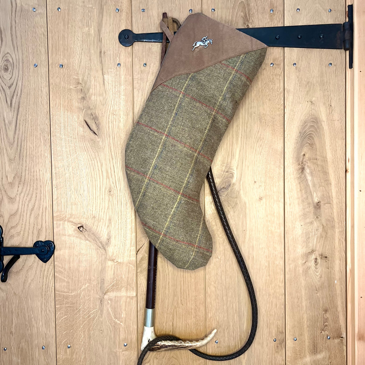 Tweed and Leather Christmas Stocking