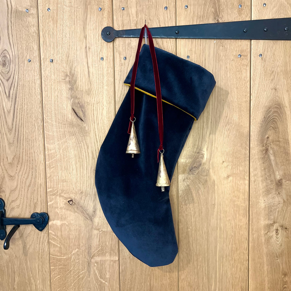 Gold Pipped Cuffed Velvet Christmas Stockings