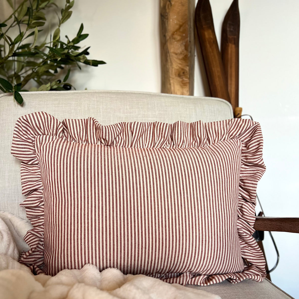 Vintage Red Stripe, Linen Cushion